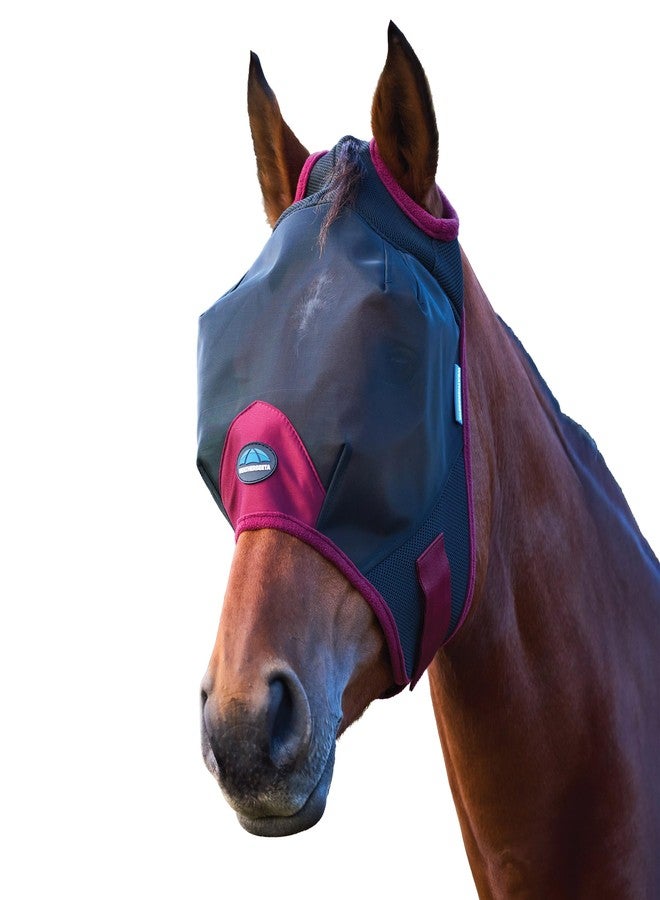 WeatherBeeta ComFiTec Fine Mesh Fly Mask, Black/Burgundy, Large - Image 1