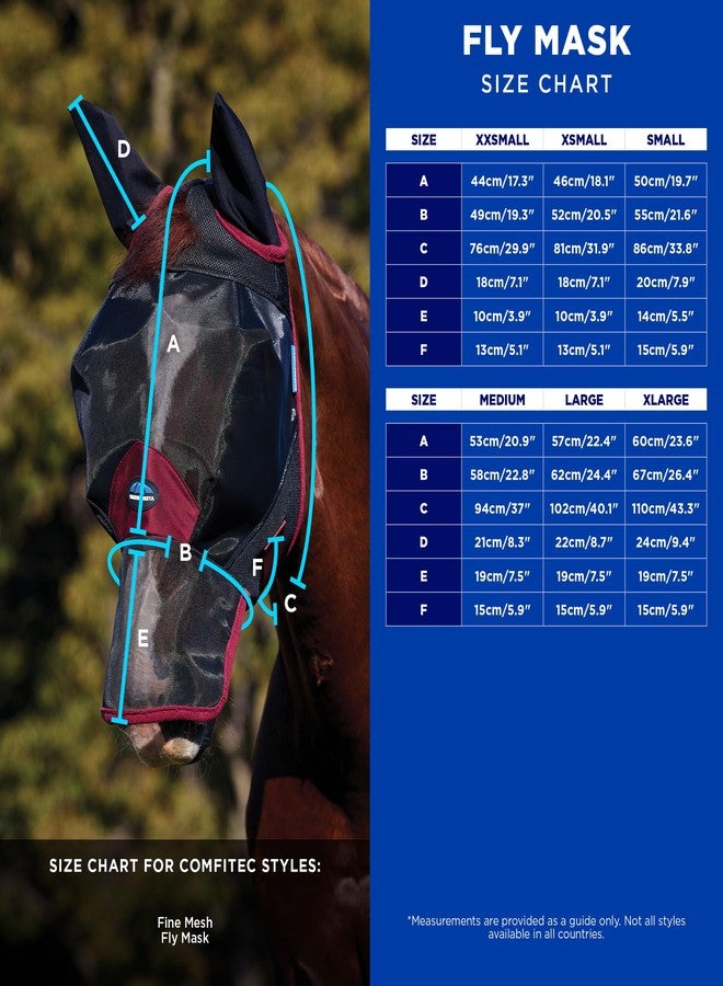 WeatherBeeta ComFiTec Fine Mesh Fly Mask, Black/Burgundy, Large - Image 2