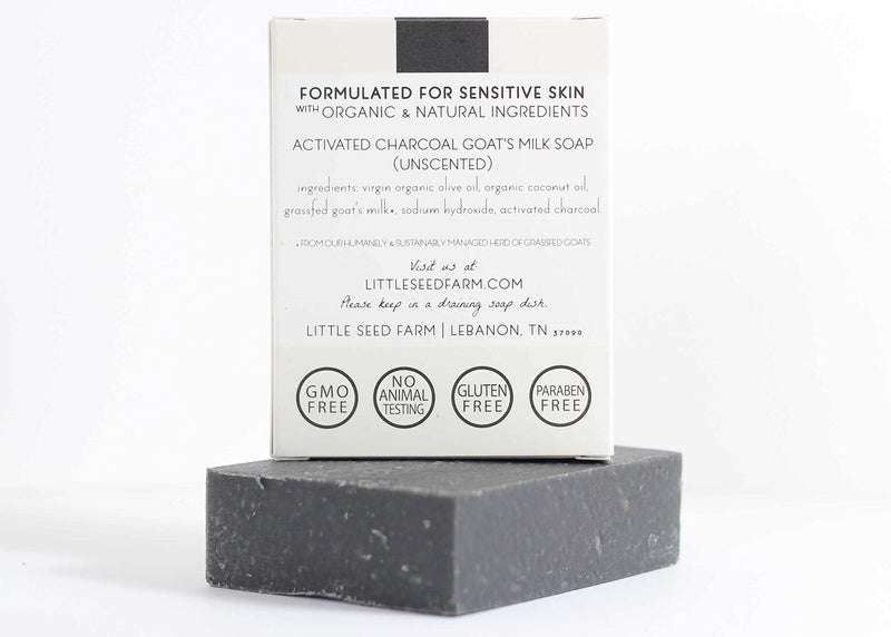 Little Seed Farm Organic Goatâ€™s Milk Soap â€“ 3 Pack of Activated Charcoal Facial and Body Bars â€“ Handmade and Cruelty Free â€“ Detoxifying and Deep Cleaning â€“ Unscented for Sensitive Skin, Net Wt. 4.75oz - Image 3