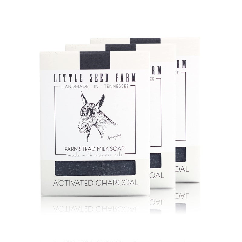 Little Seed Farm Organic Goatâ€™s Milk Soap â€“ 3 Pack of Activated Charcoal Facial and Body Bars â€“ Handmade and Cruelty Free â€“ Detoxifying and Deep Cleaning â€“ Unscented for Sensitive Skin, Net Wt. 4.75oz - Image 2