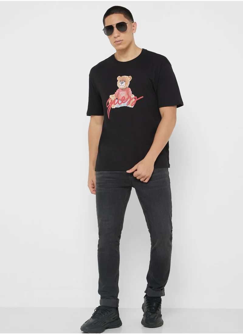GUESS Logo Printed Crew Neck T-Shirt