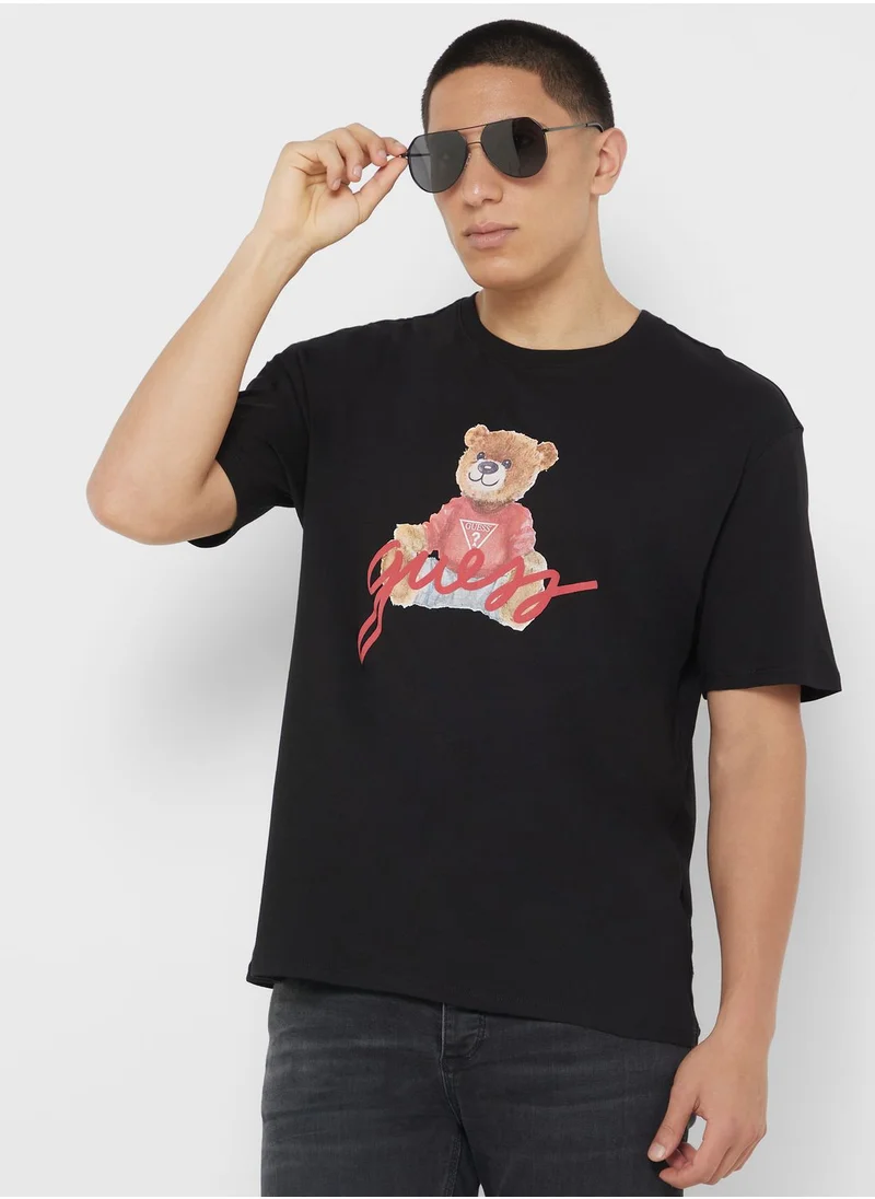 GUESS Logo Printed Crew Neck T-Shirt