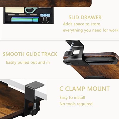 ETHU Keyboard Tray Under Desk, 26.77" X 11.81" Large Size Keyboard Tray with C Clamp-on Mount Easy to Install, Computer Keyboard Stand, Ergonomic Keyboard Tray for Home and Office - Image 4