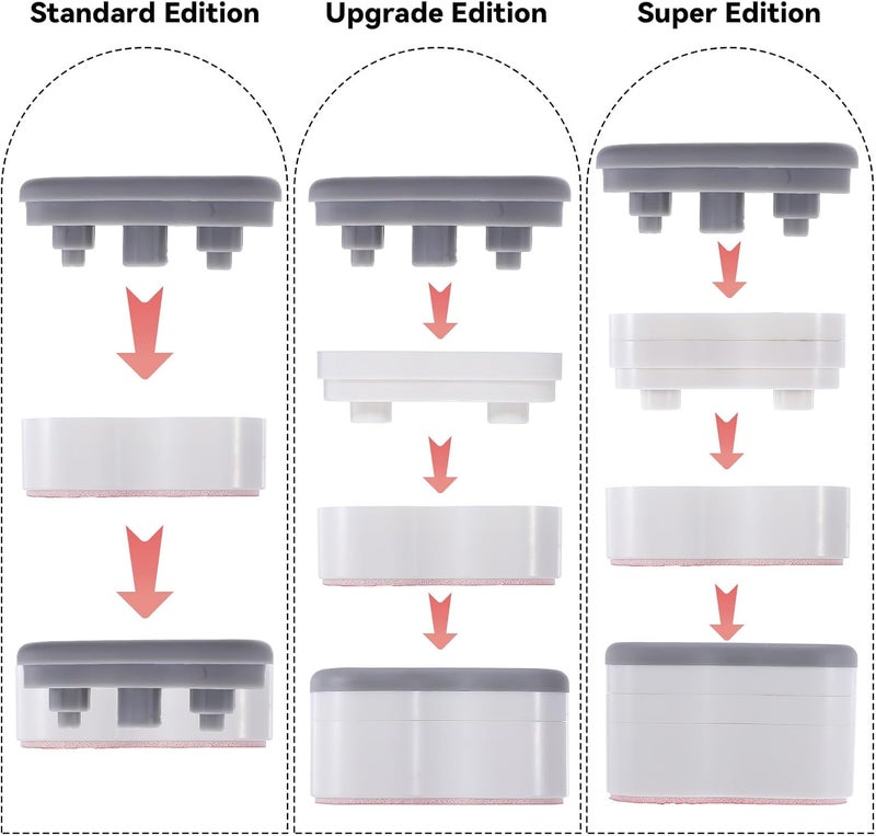salbsever 8Pcs Bidet Height-increasing Pads Toilet Seat Risers Toilet Lid Rubber Bumpers with 2 Heights Adjustment Grey & Clear Self Adhesive Universal Bidet Bumpers Replacement Bumpers for Toilet Seat - Image 3