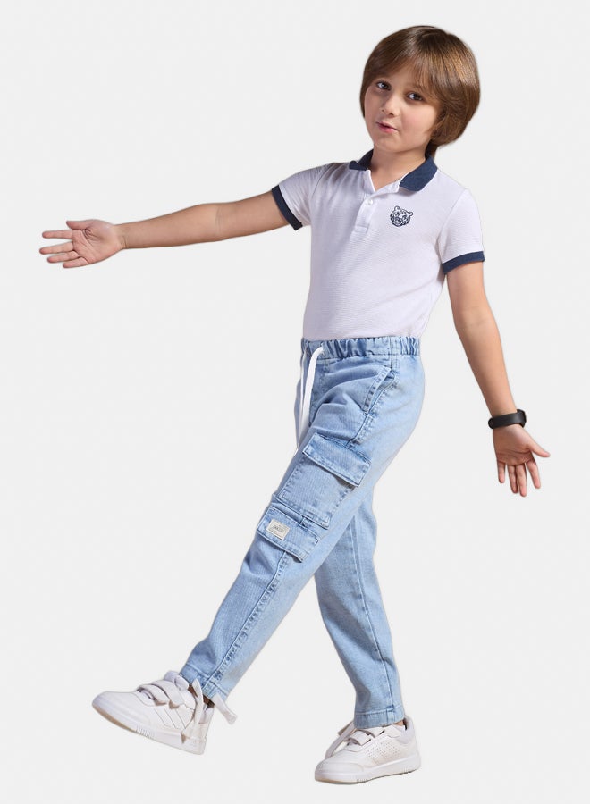 إيه إم بي كيدزوير بنطال ولادي جينز وايد ليج كارجو