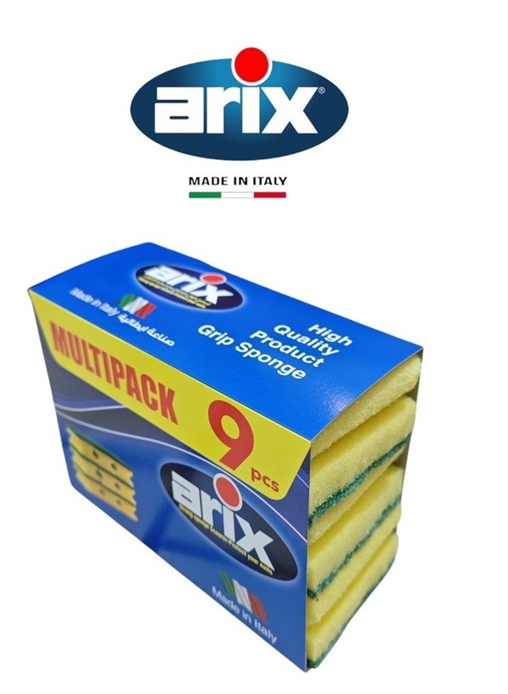 arix Arix Grip Sponge 9 pcs - Heavy-Duty Scouring Sponges for Tough Cleaning Tasks  - Image 2