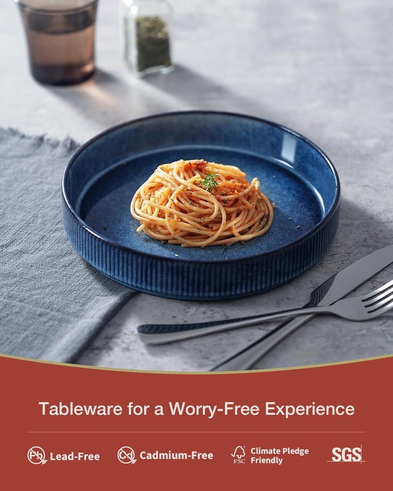 famiware Star 8.25" Pasta Bowls Set of 4 in Nebulas Blue - Image 4