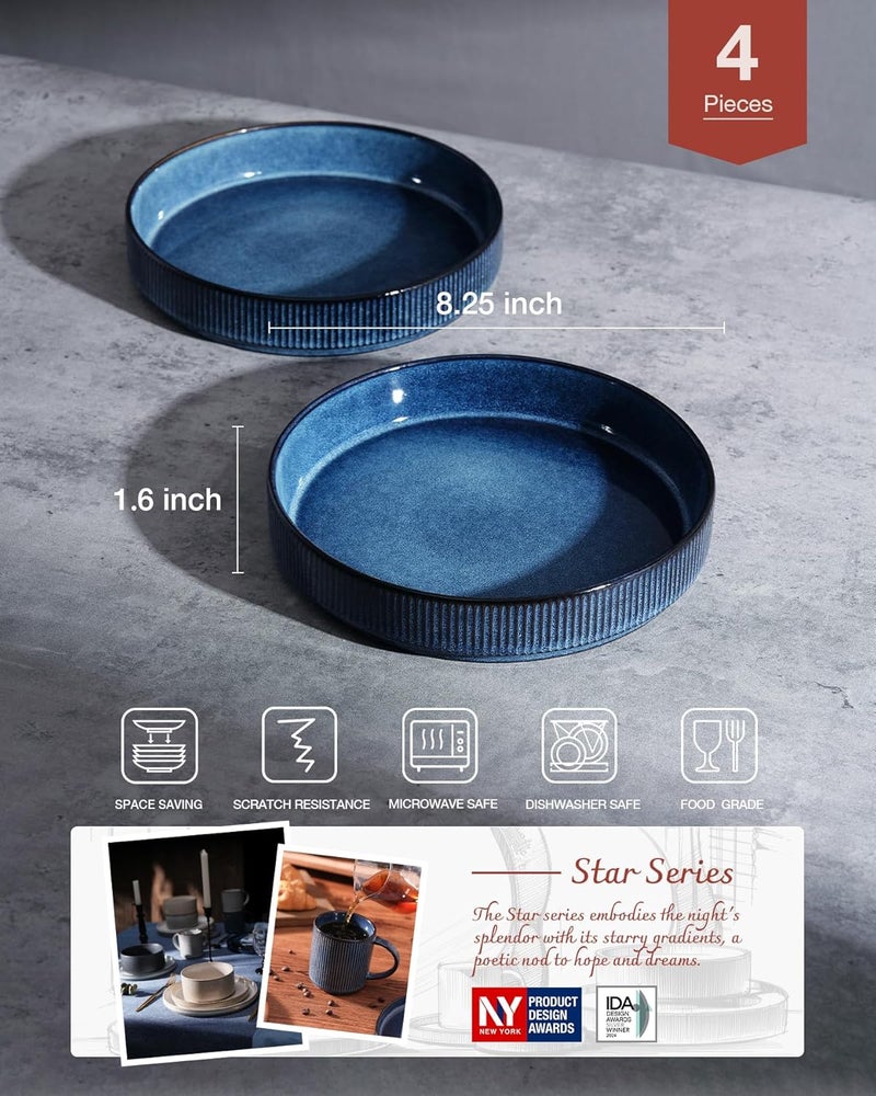 famiware Star 8.25" Pasta Bowls Set of 4 in Nebulas Blue - Image 3