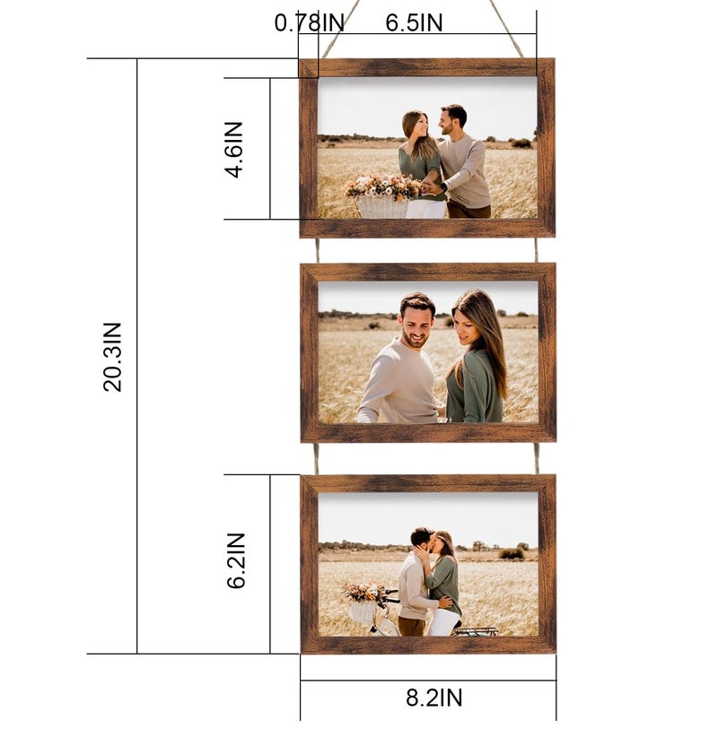 Rexllon 5x7 الجدار معلق إطارات الصور الكولاج مع 3 إطارات بنية فتح - Image 2