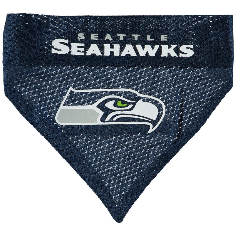 Pets First NFL DOG BANDANA - SEATTLE SEAHAWKS REVERSIBLE PET BANDANA. 2 Sided Sports Bandana with a PREMIUM Embroidery TEAM LOGO, Small/Medium. - 2 Sizes & 32 NFL Teams available - Image 2