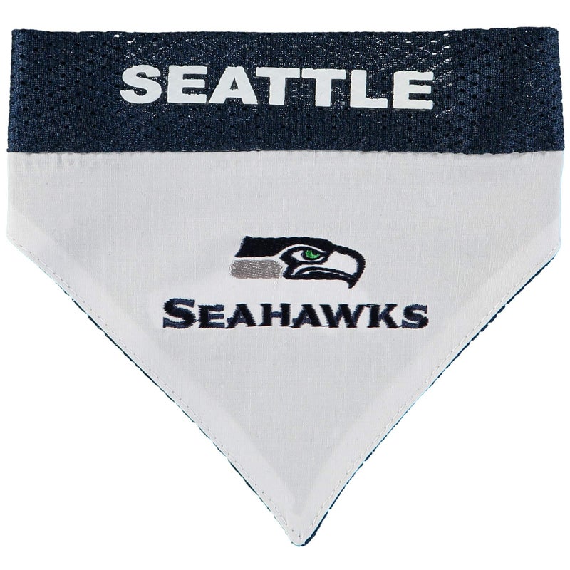 Pets First NFL DOG BANDANA - SEATTLE SEAHAWKS REVERSIBLE PET BANDANA. 2 Sided Sports Bandana with a PREMIUM Embroidery TEAM LOGO, Small/Medium. - 2 Sizes & 32 NFL Teams available - Image 1