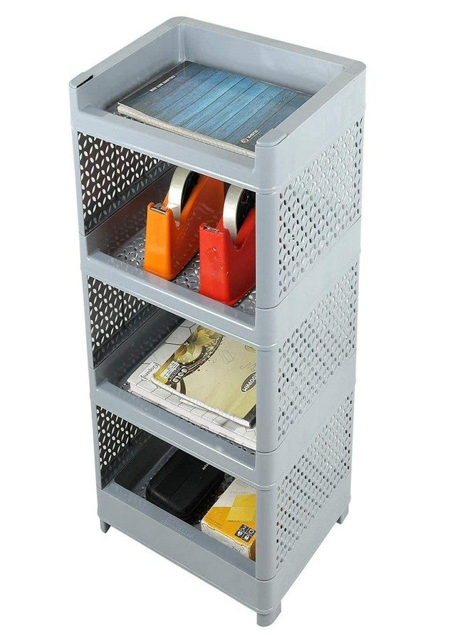 4-Tier Multipurpose Plastic Storage Rack – Durable Organizer Shelf for Kitchen, Bathroom, Office & Home | Utility Stand with Side Panels | Space-Saving Stackable Design - Image 3