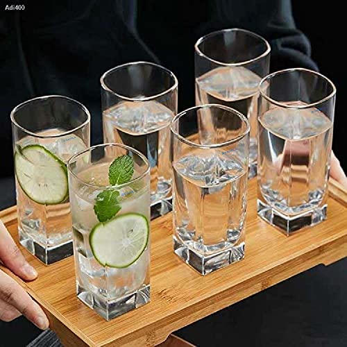 SYANKA Italian Premium Juice and Water Glasses Set of 8 Transparent, 300ml, Drinking Water Glasses Stylish and Crystal Square Highball Glasses for Juice, Water and Cocktails - Image 5