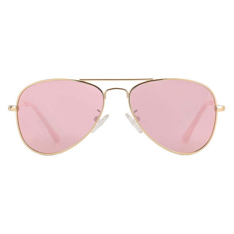 Gleyemor Kids Polarized Aviator Sunglasses for Little Girls Boys Age 3-8 (Gold/Pink Mirror) - Image 3