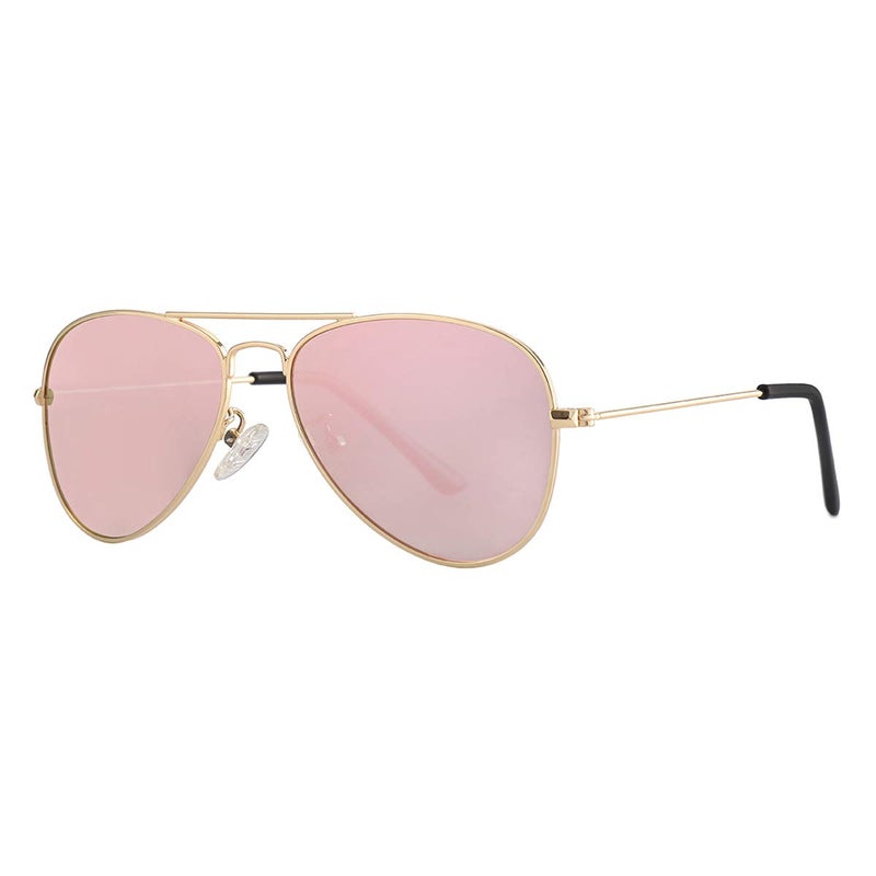Gleyemor Kids Polarized Aviator Sunglasses for Little Girls Boys Age 3-8 (Gold/Pink Mirror) - Image 2