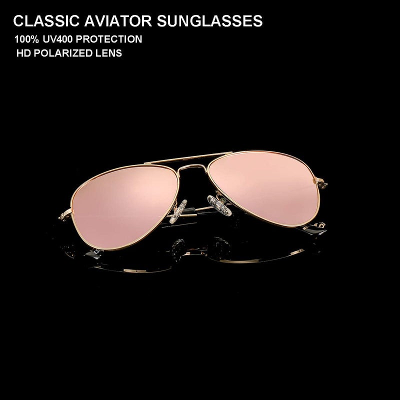 Gleyemor Kids Polarized Aviator Sunglasses for Little Girls Boys Age 3-8 (Gold/Pink Mirror) - Image 4