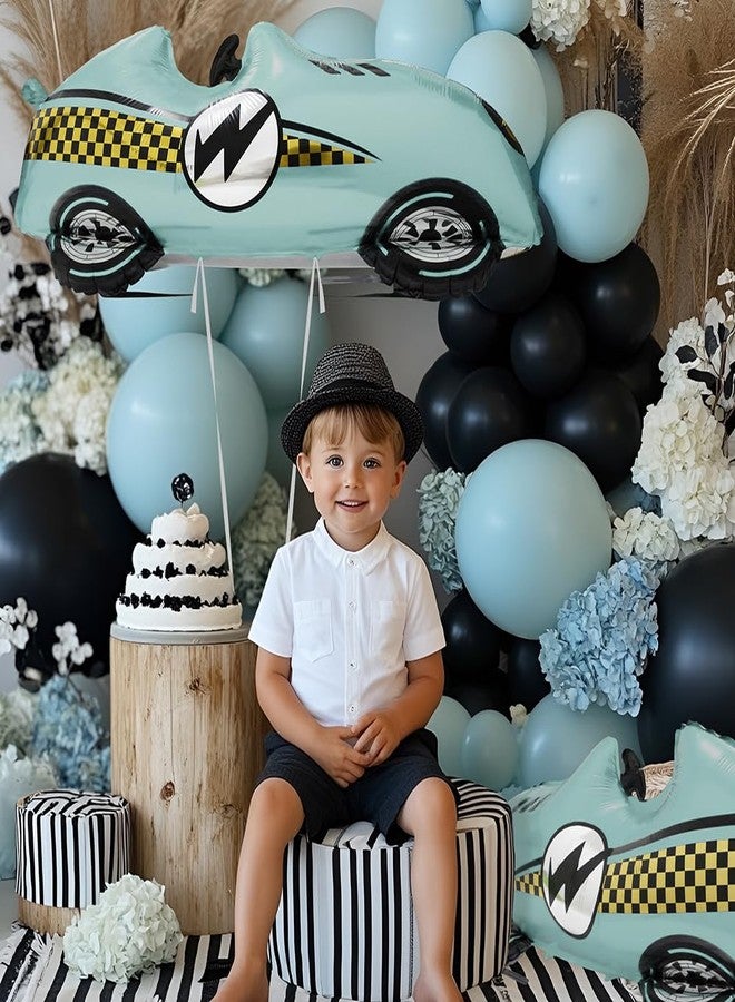 Deermon Blue Race Car Wheel Tire Checkered Black and White Racing Flag Balloons, Racing Vehicles Sports Car Themed Balloon For One Two Fast Baby Shower Birthday Christmas Party Decorations Supplies - Image 3