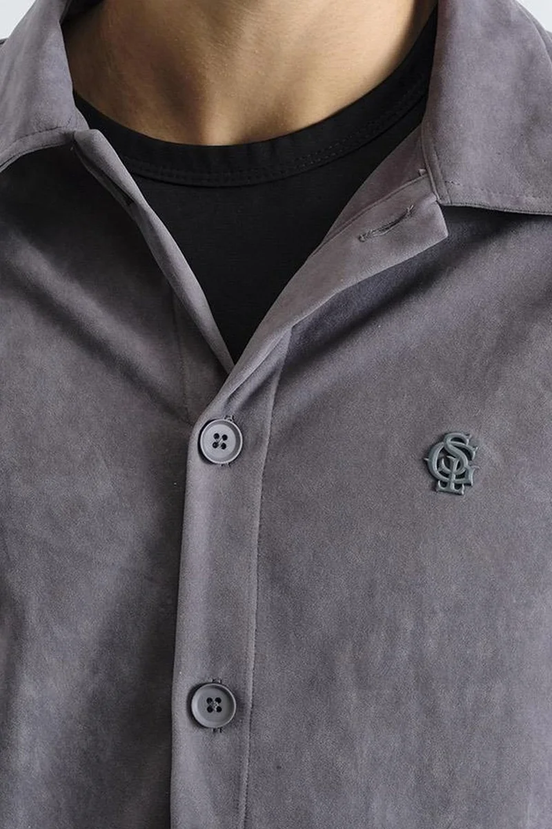 Giesto Grey GIESTO Embroidered Regular Fit Long Sleeve Shirt for Men | Best Price UAE