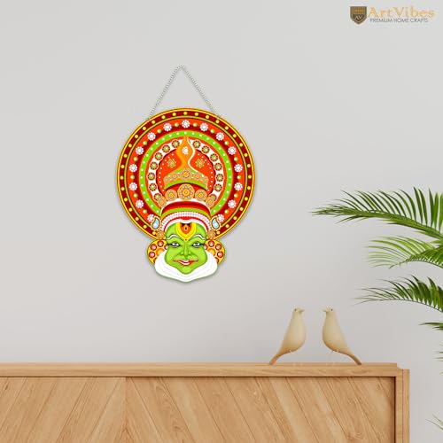 Artvibes Kathakali Cultural Dance Wooden Wall Hanging Art Item For Living Room | Traditional Artwork | Wall Art For Hall | Wall Poster | Graphic Art | Ethnic Wall Decor | Gift Items (WH_8607N) - Image 2