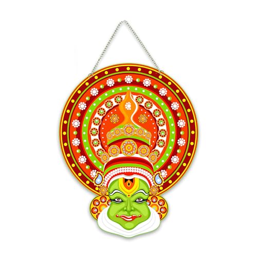 Artvibes Kathakali Cultural Dance Wooden Wall Hanging Art Item For Living Room | Traditional Artwork | Wall Art For Hall | Wall Poster | Graphic Art | Ethnic Wall Decor | Gift Items (WH_8607N) - Image 1