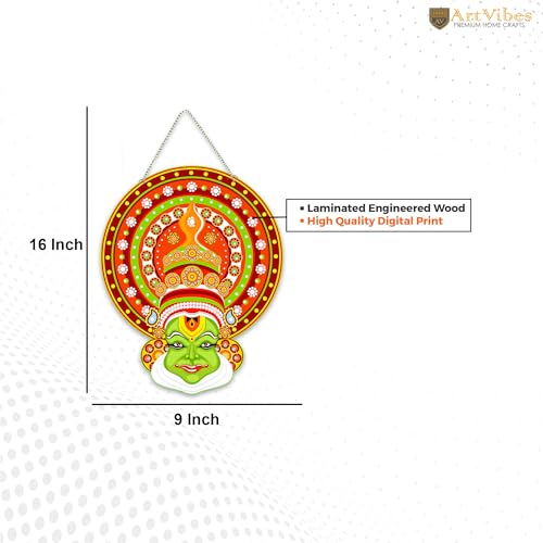 Artvibes Kathakali Cultural Dance Wooden Wall Hanging Art Item For Living Room | Traditional Artwork | Wall Art For Hall | Wall Poster | Graphic Art | Ethnic Wall Decor | Gift Items (WH_8607N) - Image 5
