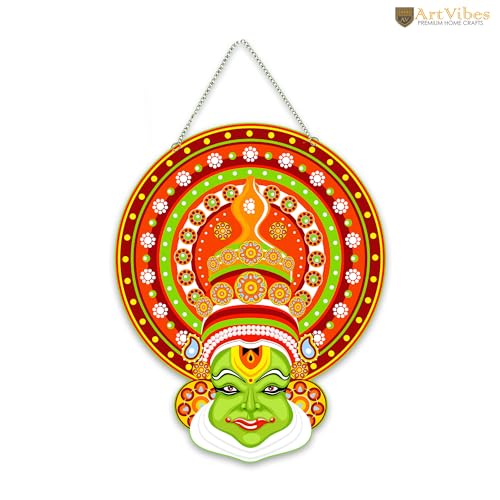 Artvibes Kathakali Cultural Dance Wooden Wall Hanging Art Item For Living Room | Traditional Artwork | Wall Art For Hall | Wall Poster | Graphic Art | Ethnic Wall Decor | Gift Items (WH_8607N) - Image 4