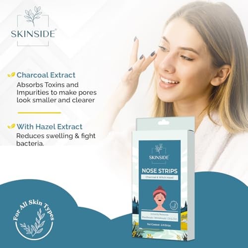 SkinSide Blackhead Remover Nose Strips with Charcoal & Witch Hazel | For Instantly Removing Black Heads & White Heads (Painless) for Men & Women | Deep Cleanses & Unclogs Pores (Pack of 6) - Image 4