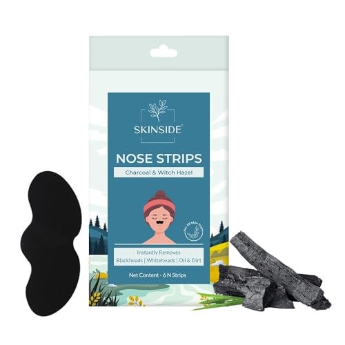 SkinSide Blackhead Remover Nose Strips with Charcoal & Witch Hazel | For Instantly Removing Black Heads & White Heads (Painless) for Men & Women | Deep Cleanses & Unclogs Pores (Pack of 6) - Image 1