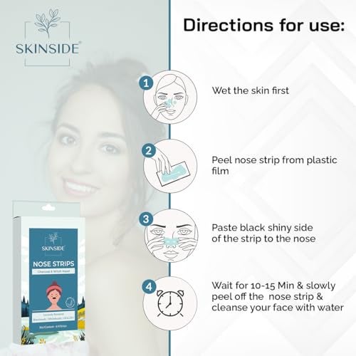 SkinSide Blackhead Remover Nose Strips with Charcoal & Witch Hazel | For Instantly Removing Black Heads & White Heads (Painless) for Men & Women | Deep Cleanses & Unclogs Pores (Pack of 6) - Image 5