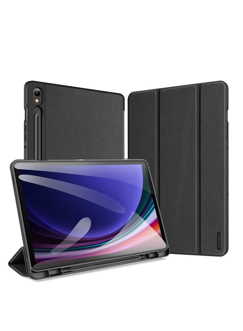 دوكس دوتشيز حافظة جلدية قابلة للطي ثلاثية الطي لجهاز Samsung Tab S9 (X710/X716B) مع حامل قلم وغطاء السكون التلقائي - Image 1