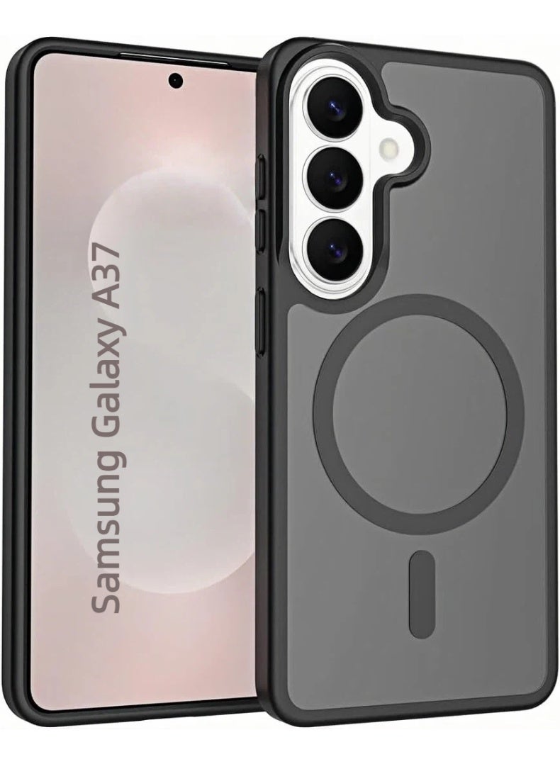 بارالونا جراب لهاتف Samsung Galaxy A37 - غطاء مغناطيسي شبه شفاف، متين ومقاوم للصدمات، مع حماية معززة ضد السقوط، وسطح مقاوم لبصمات الأصابع -جراب لهاتف Samsung Galaxy A57 - غطاء مغناطيسي شبه شفاف، متين ومقاوم للصدمات، مع حماية معززة ضد السقوط، وسطح مقاوم لبصمات الأصابع - أسود دخاني - Image 1