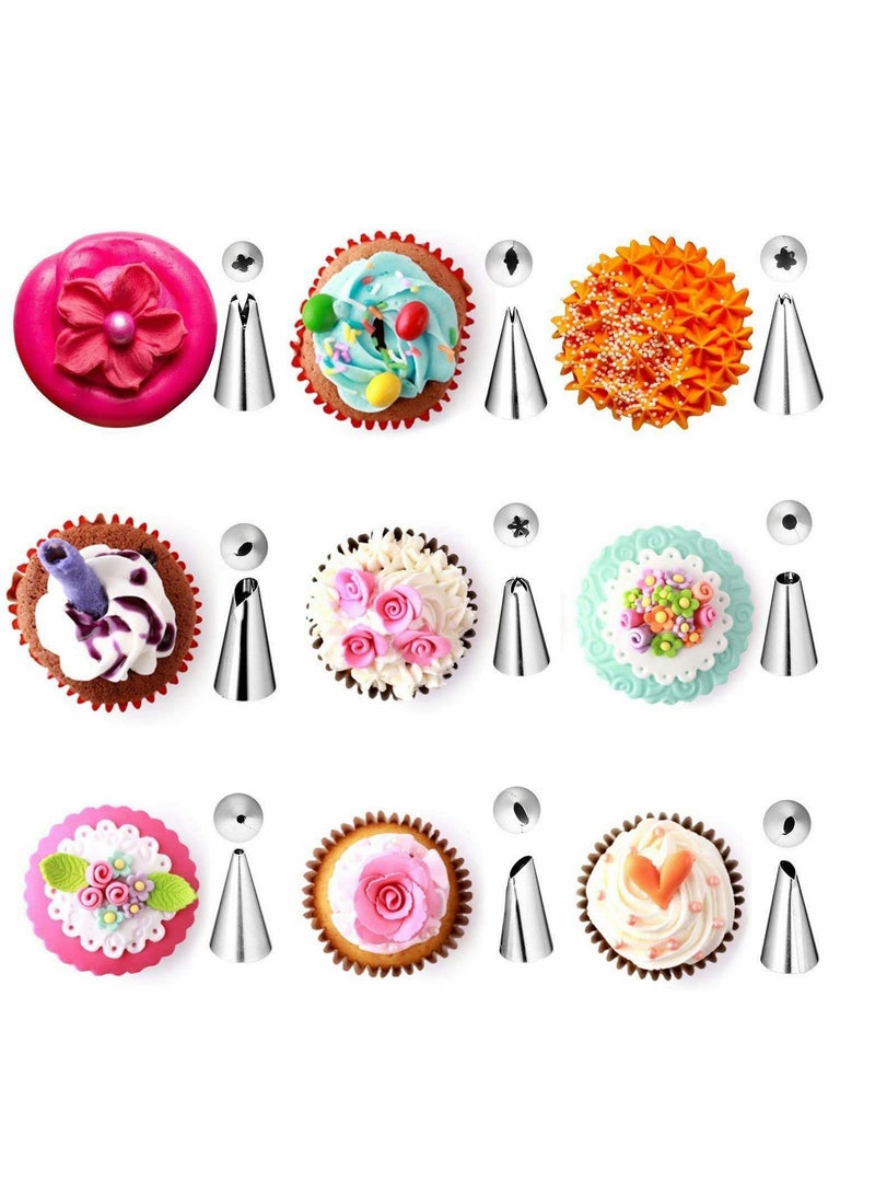 SYOSI 62PCS Cake Decorating Tools Kit, DIY Icing Piping Cream Reusable Pastry Silicone Pastry Bag with 62 Nozzle Mold and 10 disposable piping bags for Cake Decorating - Image 4