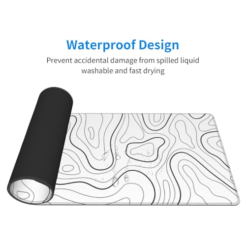 Brecoy Extended Gaming Mouse Pad, Large Gaming Mouse Waterproof with Stitched Edges, Non-Slip Desktop Pad for Home and Office, Level Up Your 31.5x11.8 Inch… (White Topographic) - Image 3