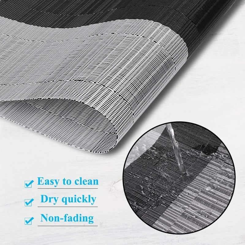 PAGHADI Dining Mats Table Mats PVC Placemats HeatResistant Placemat for Dining Tea Table Woven Vinyl Stain Resistant Table Mats Easy to Clean 45x30 cm 4 Pcs Black Silver - Image 3