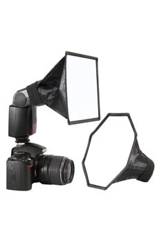 2 Pack Flash Diffuser Softbox Set Collapsible with Storage Pouch 8" Octagon and 8"x6" Rectangle Softboxes for Canon Nikon