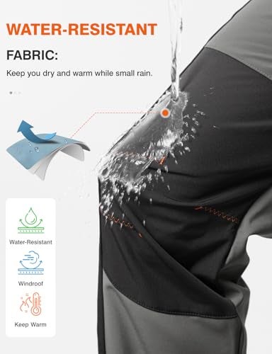 TBMPOY Men's Snow Ski Hiking Pants Waterproof Fleece Lined Pants Outdoor Mountain Softshell with Belt 02 Thick Steel Grey XL - Image 5
