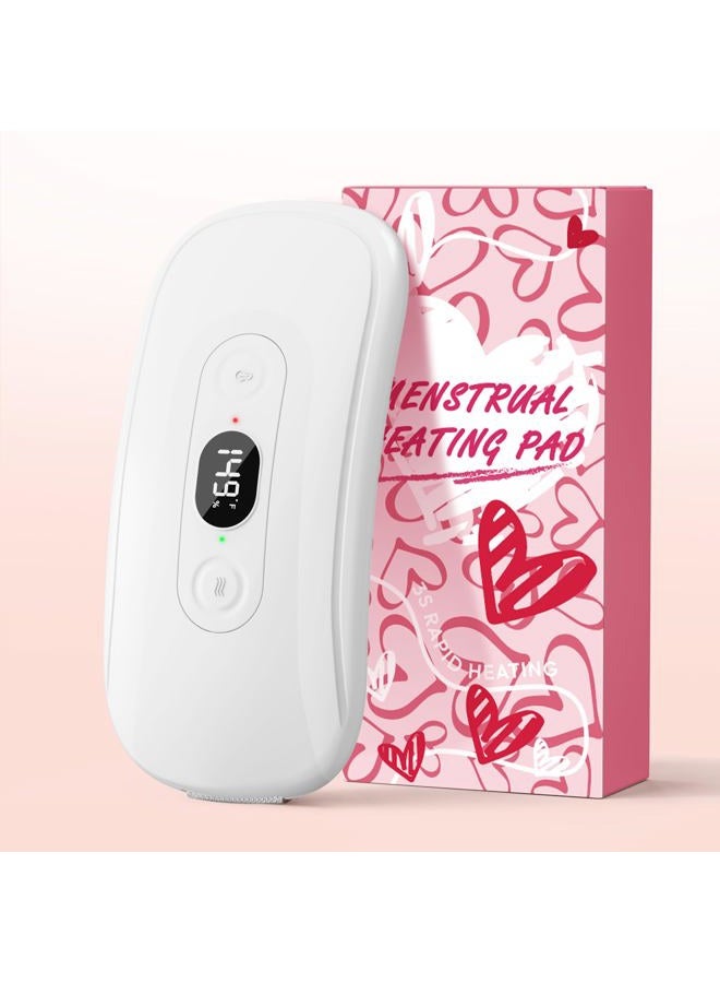 Hirane Electric Portable Heating Pad for Menstrual Cramps: 6 Heat Levels, 6 Vibration Modes, 30-60 Mins Timer, Cordless, Travel-Friendly, Period Pain Relief, White - Image 1