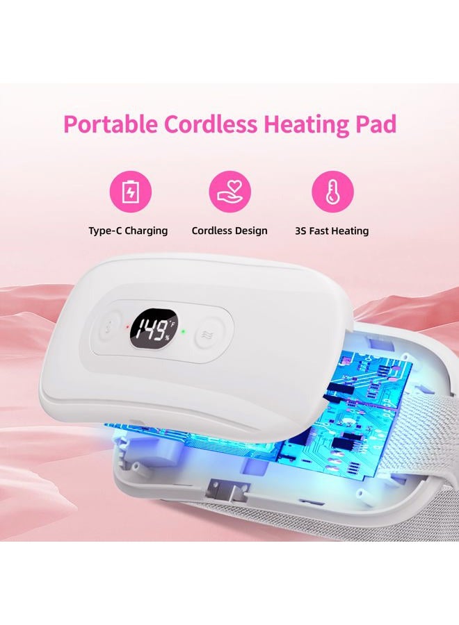 Hirane Electric Portable Heating Pad for Menstrual Cramps: 6 Heat Levels, 6 Vibration Modes, 30-60 Mins Timer, Cordless, Travel-Friendly, Period Pain Relief, White - Image 5