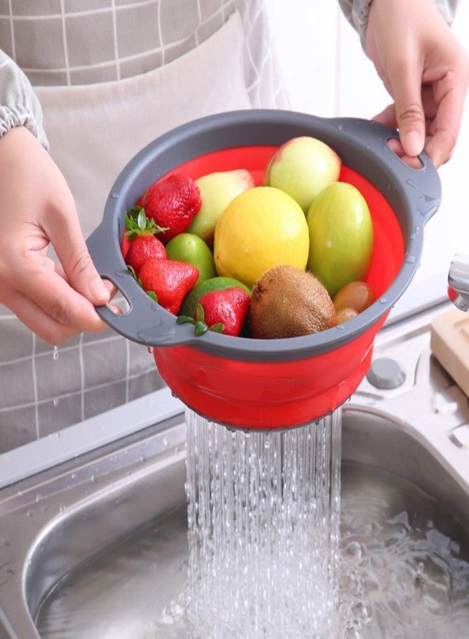 SWADEC Kitchen Sink Drainer Rack-Silicon Vegetable Drainer-2-in-1-Basket & 3 in 1 Large Drainer Sink Rack (Pack of 1,Multicolour) (2 pc Silicon Round Tray) - Image 1