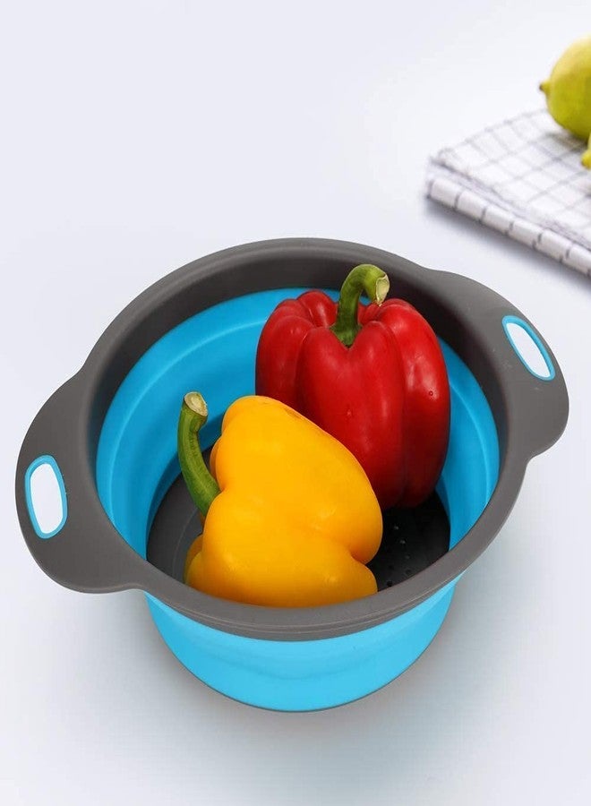 SWADEC Kitchen Sink Drainer Rack-Silicon Vegetable Drainer-2-in-1-Basket & 3 in 1 Large Drainer Sink Rack (Pack of 1,Multicolour) (2 pc Silicon Round Tray) - Image 5