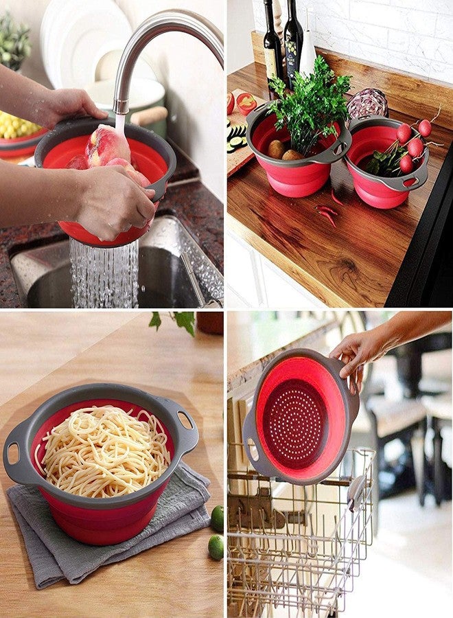 SWADEC Kitchen Sink Drainer Rack-Silicon Vegetable Drainer-2-in-1-Basket & 3 in 1 Large Drainer Sink Rack (Pack of 1,Multicolour) (2 pc Silicon Round Tray) - Image 3