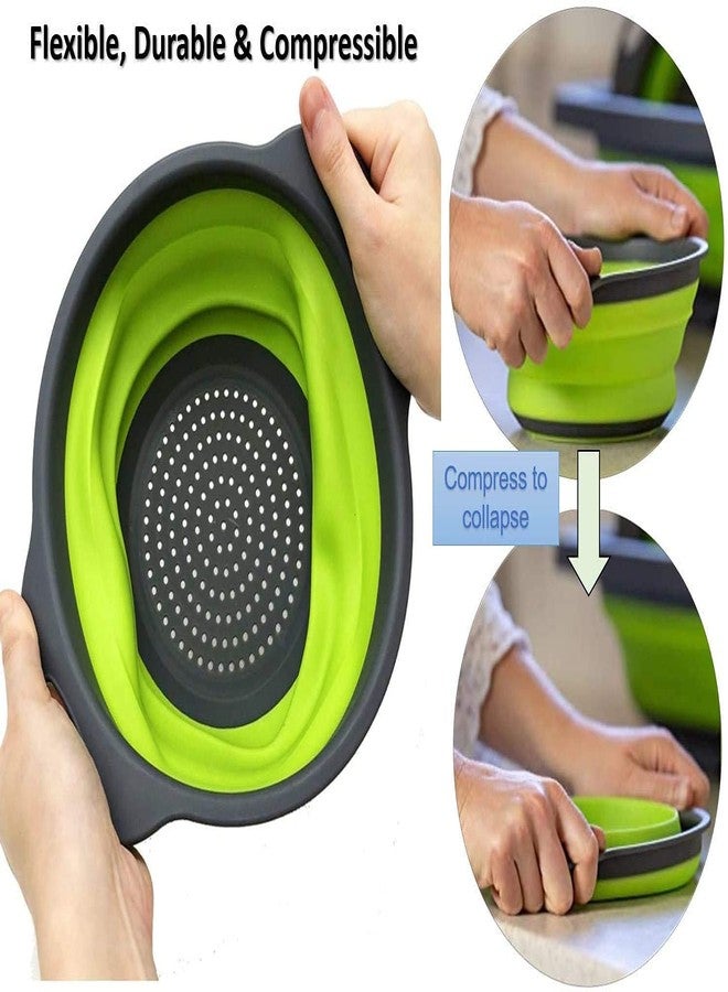 SWADEC Kitchen Sink Drainer Rack-Silicon Vegetable Drainer-2-in-1-Basket & 3 in 1 Large Drainer Sink Rack (Pack of 1,Multicolour) (2 pc Silicon Round Tray) - Image 4