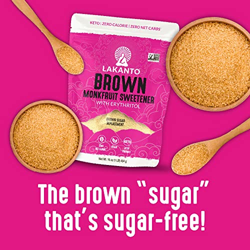 Lakanto Brown Monk Fruit Sweetener With Erythritol, Brown Sugar Substitute Sweetener For Baking, Coffee, Oatmeal & More, Keto, Friendly, Low Calorie, Low Carb, Vegan, Gluten Free, Non GMO, 1 Lb - Image 3