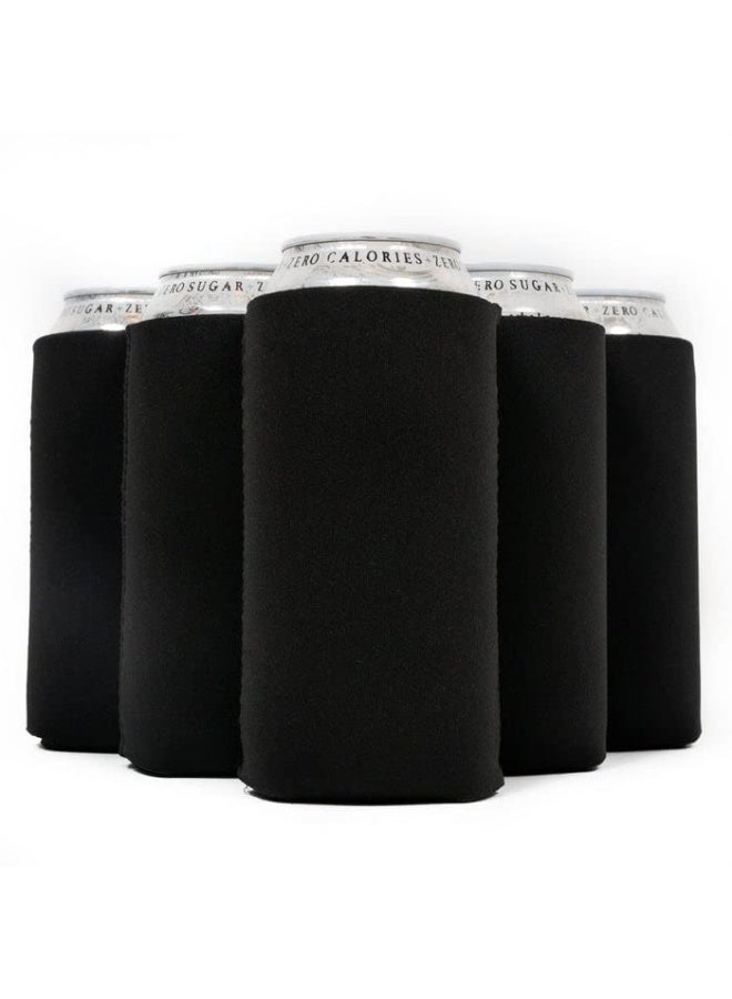 QualityPerfection Can Cooler Sleeves, 16 oz Neoprene Blank Beer Coolers (Pack of 6) Thick Fabric Tall Beer Collapsible Drink Coolies, Thermocoolers 16 Ounce Tall Boy (Black) - Image 1