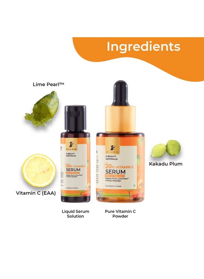 PILGRIM Australian 20% Vitamin C Serum (Freshly Made) For Glowing Skin With Kakadu Plum & Lime Pearl™; Nonirritating 99% Vitamin C Powder (Eaa) + Liquid Serum Solution ; For Women & Men ; 25 Ml - Image 5