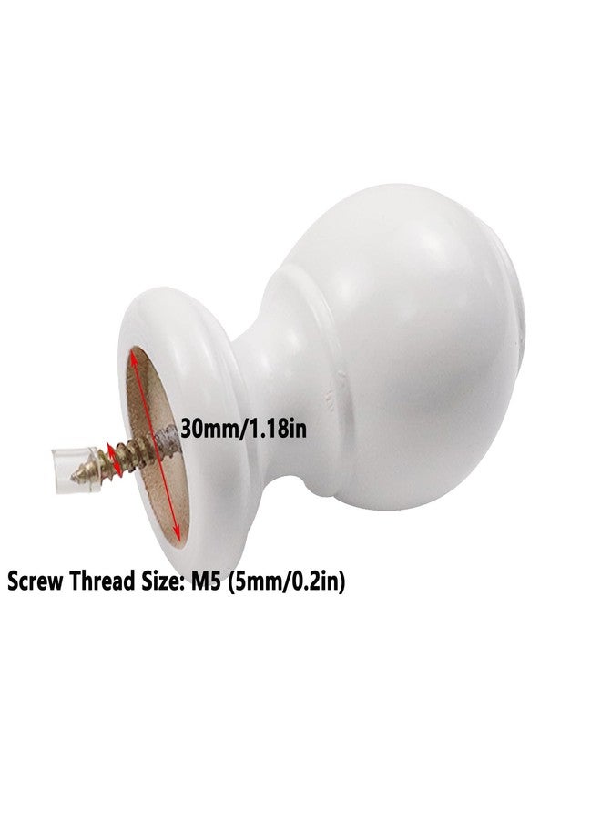 Antrader Finials for Curtain Rods,Wood Curtain Rod Finials with M5 Standard Screws, White,2Pcs - Image 3