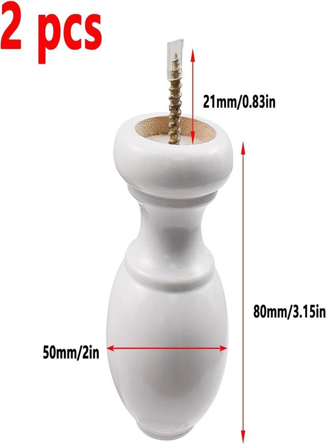 Antrader Finials for Curtain Rods,Wood Curtain Rod Finials with M5 Standard Screws, White,2Pcs - Image 2
