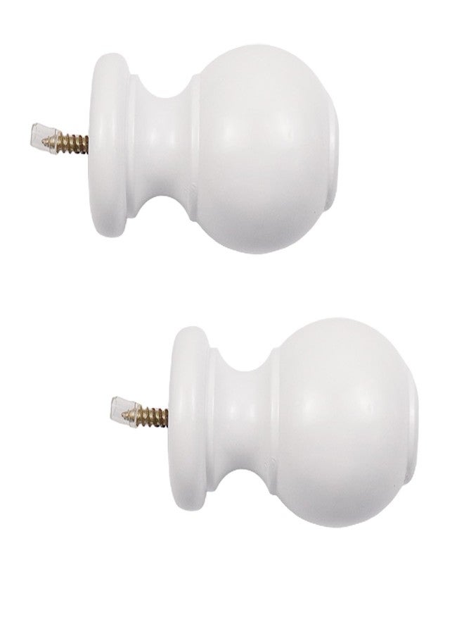 Antrader Finials for Curtain Rods,Wood Curtain Rod Finials with M5 Standard Screws, White,2Pcs - Image 1