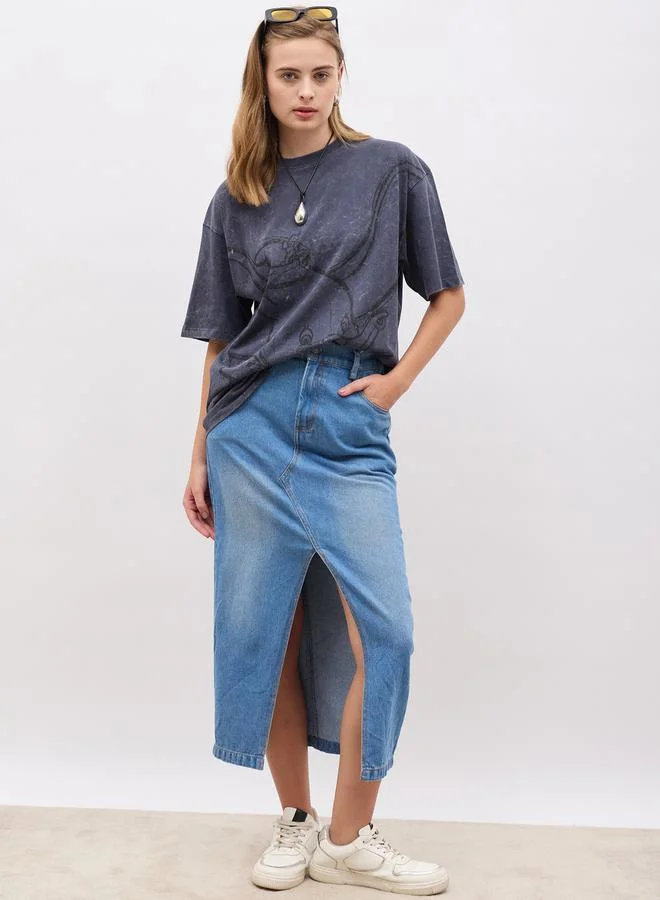 ديزني تيشيرت بطباعة جرافيك بأكمام قصيرة وقصة واسعة