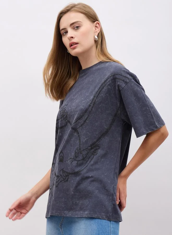 Disney  Disney Graphic Print Short Sleeve Oversized T-Shirt for Women | Best Price UAE